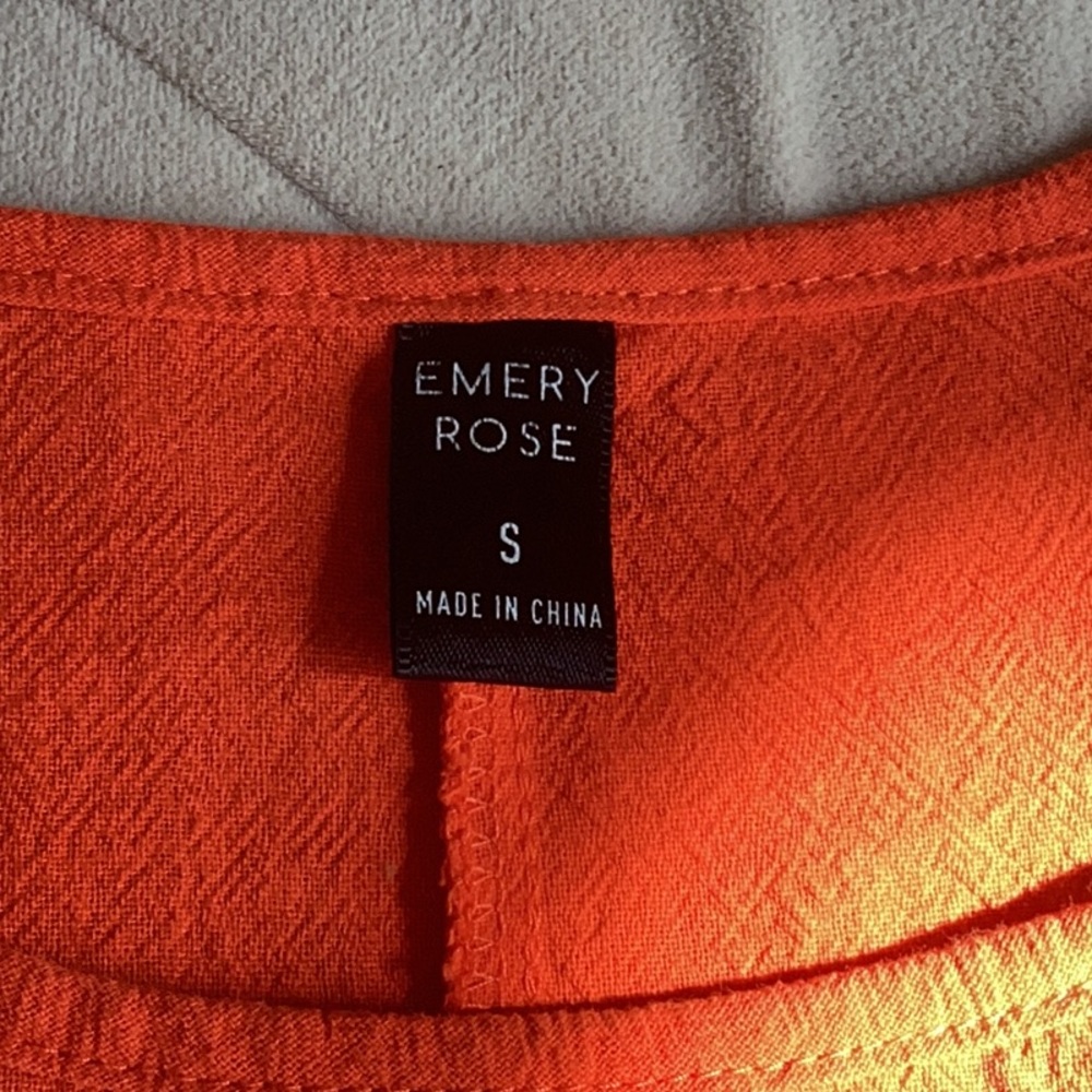 Emery Rose Small vibrant orange tan navy dress - Picture 4 of 4
